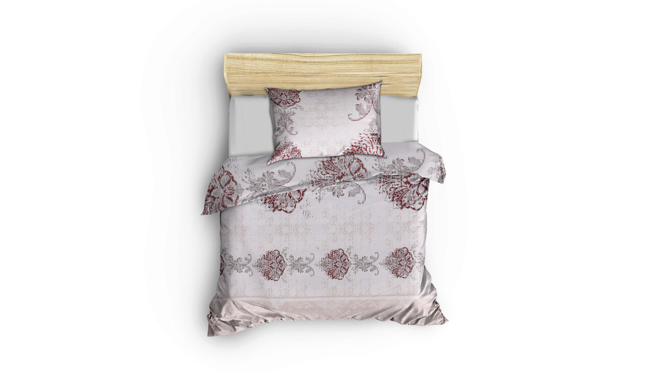 Lenjerie de pat pentru o persoana (FR), Daisy - Red, Pearl Home, Bumbac Ranforce - 1 | YEO