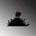 Decoratiune de perete, Banksy, Metal, Dimensiune: 52 x 70 cm, Negru/Rosu