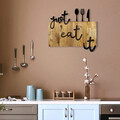 Decoratiune de perete, Just Eat It, Metal/lemn, Dimensiune: 58 x 3 x 52 cm, Nuc / Negru