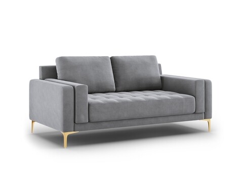 Canapea, Orrino, Mazzini Sofas, 2 locuri, gold legs, 170x94x82 cm, catifea, gri