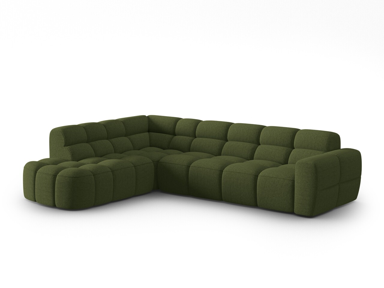 Coltar stanga 5 locuri, Lisa-193, Micadoni Home, 293x234x77 cm, tesatura structurata, verde melange - 1 | YEO