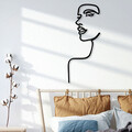 Decoratiune de perete, Woman Profile, Metal, Dimensiune: 42 x 100 cm, Negru