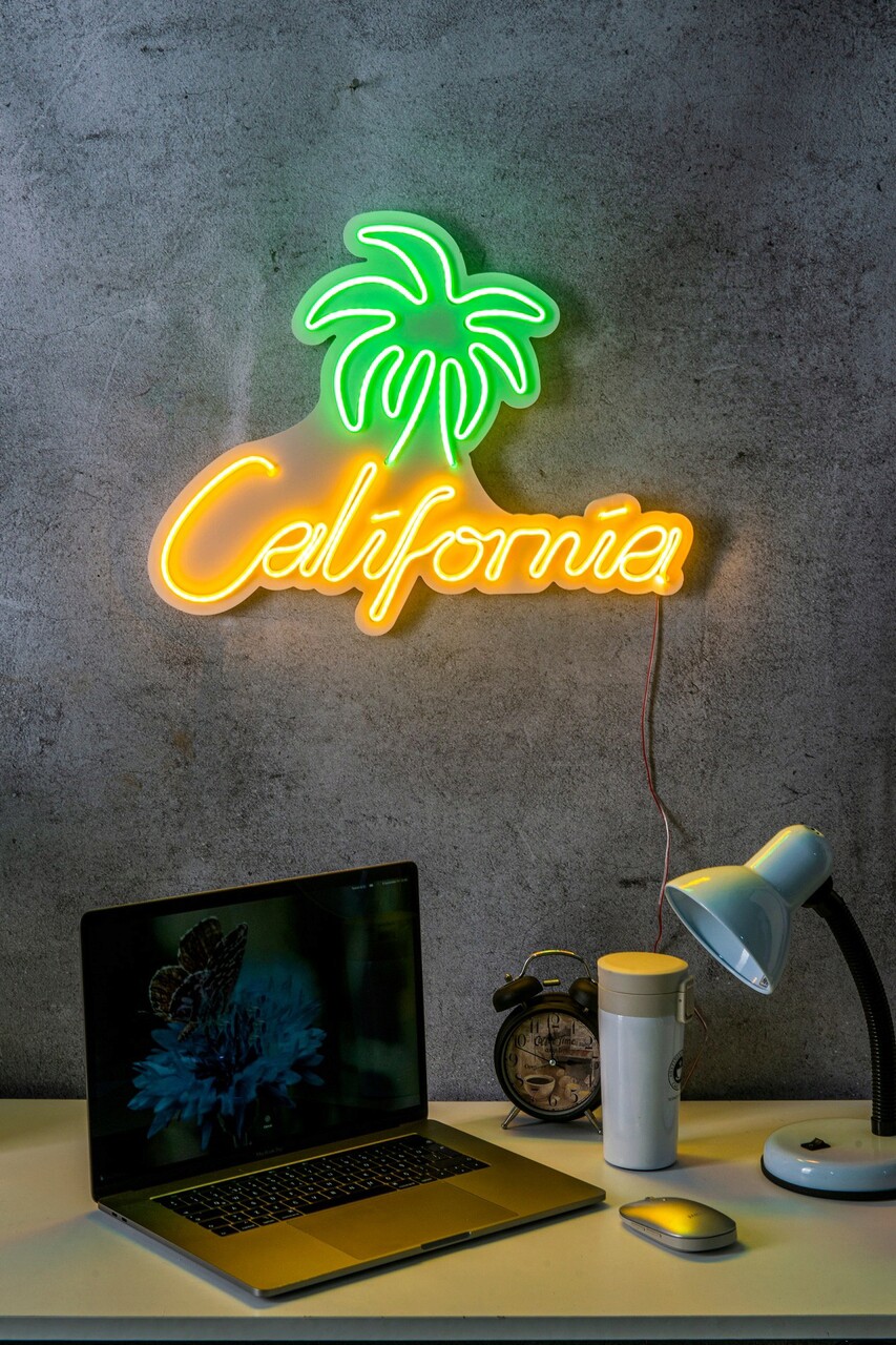 Decoratiune luminoasa LED, California, Benzi flexibile de neon, DC 12 V, Verde galben