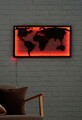 Decoratiune luminoasa LED, World Map 2, MDF, 60 LED-uri, Rosu