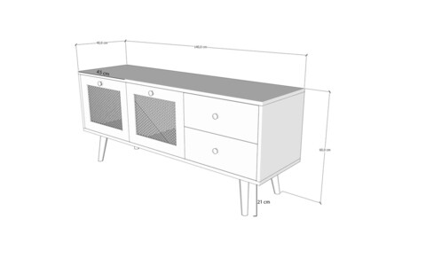 Comoda TV, Kalune Design, Patara 140, 140x60x40 cm, Stejar