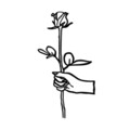 Decoratiune de perete, Rose in Hand, Metal, Dimensiune: 54 x 100 cm, Negru