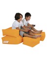 Set fotoliu dublu si 2 taburete pentru copii, Bean Bag, Ferndale, 100x50x40 cm, poliester impermeabil, portocaliu