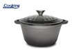 Semioala cu capac Marble, Cooking by Heinner, 24x11.5 cm, 4L, fonta emailata, gri