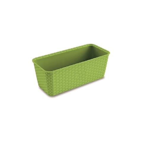 Jardiniera Rattan 30 cm, plastic, verde