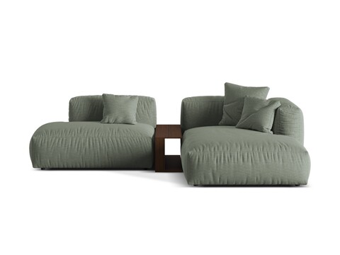 Coltar modular dreapta 2 locuri, Martina-169, Micadoni Home, 285x176x75 cm, tesatura structurata catifelata, verde muschi