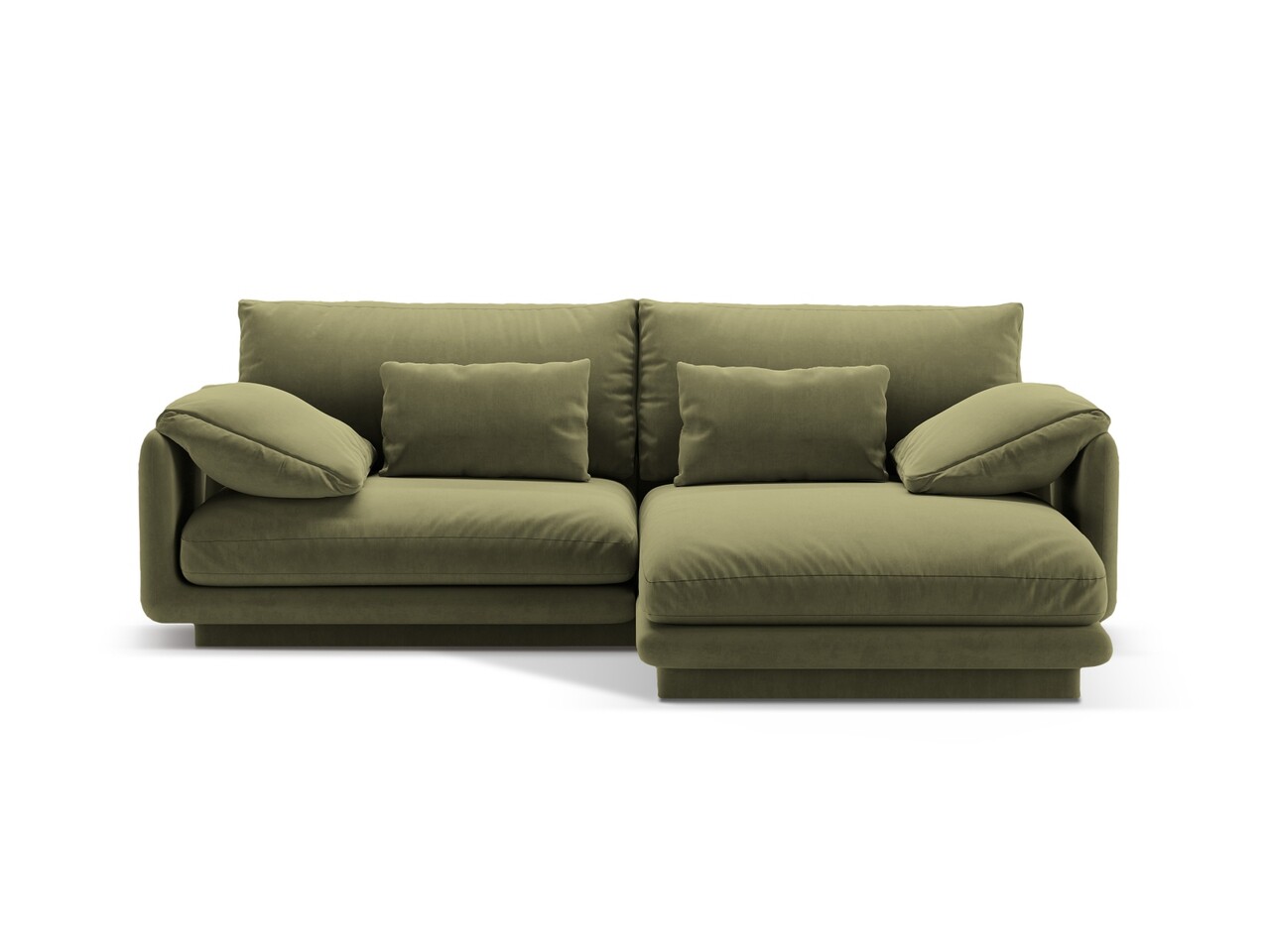 Coltar dreapta 3 locuri, Torino-184, Micadoni Home, 220x170x83 cm, catifea, verde deschis