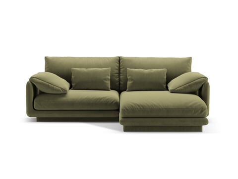 Coltar dreapta 3 locuri, Torino-184, Micadoni Home, 220x170x83 cm, catifea, verde deschis