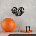 Decoratiune de perete, i Love Yoga, Metal, Dimensiune: 71 x 57 cm, Negru