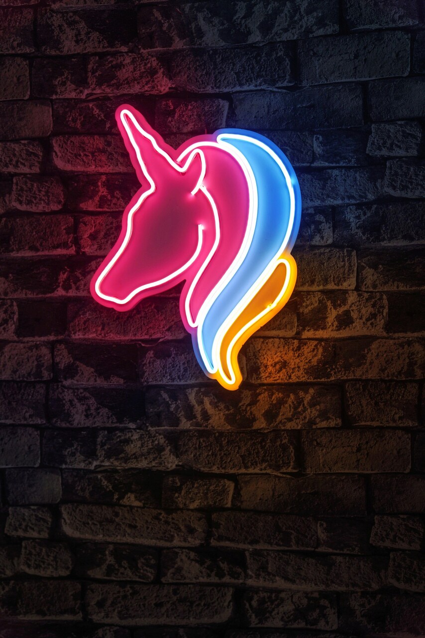 Decoratiune luminoasa LED, Unicorn, Benzi flexibile de neon, DC 12 V, Alb / Albastru / Galben - 1 | YEO