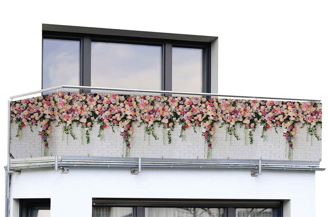 Folie Paravan Pentru Balcon Si Gradina, Maximex, Roses, 500x85 Cm, Plastic, Multicolor