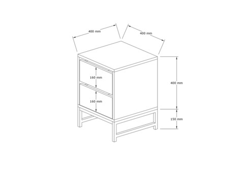 Noptiera, Puqa Design, Nehir, 40x55x40 cm, PAL, Safir / Negru