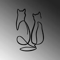 Decoratiune de perete, Couple Cat Love, Metal, Dimensiune: 72 x 0,15 x 48 cm, Negru