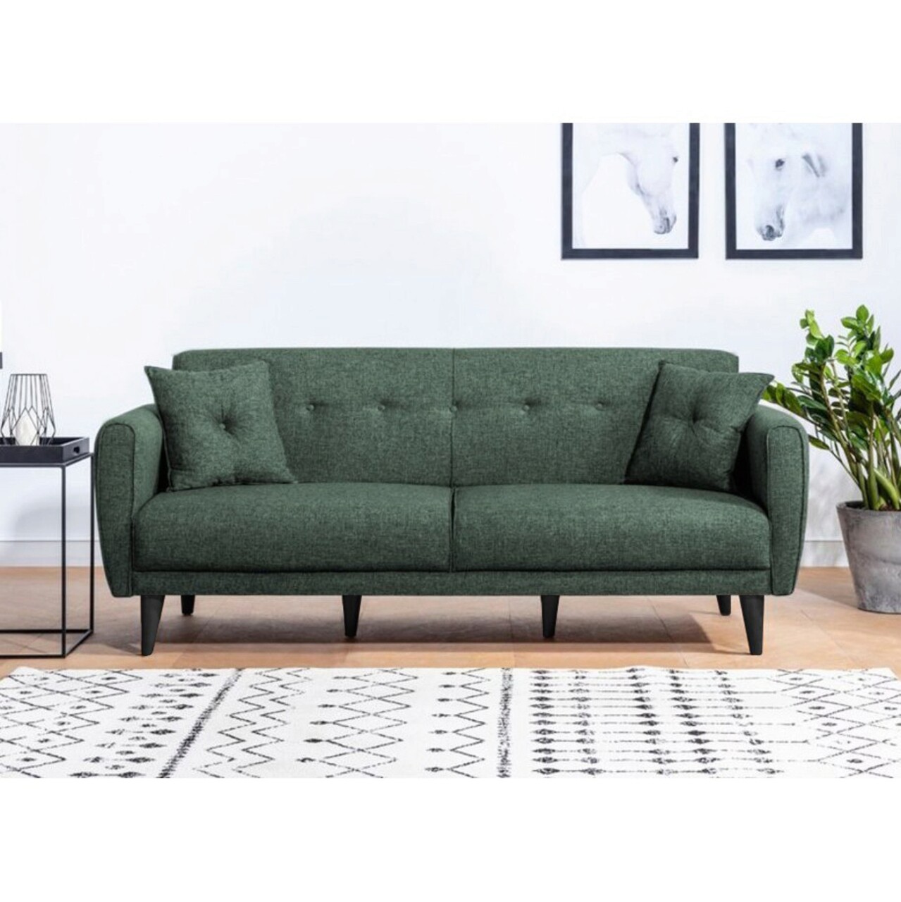 Set canapea extensibilă, Unique Design, 867UNQ1689, Lemn de carpen, Verde - 2 | YEO