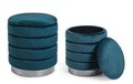 Set 2 taburete Darina, Bizzotto, Ø40 x 44 cm, MDF/catifea, albastru navy