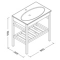 Set masca de lavoar si oglinda Genel, 80x50.5x85 cm, lemn de teak/ceramica, bej/alb