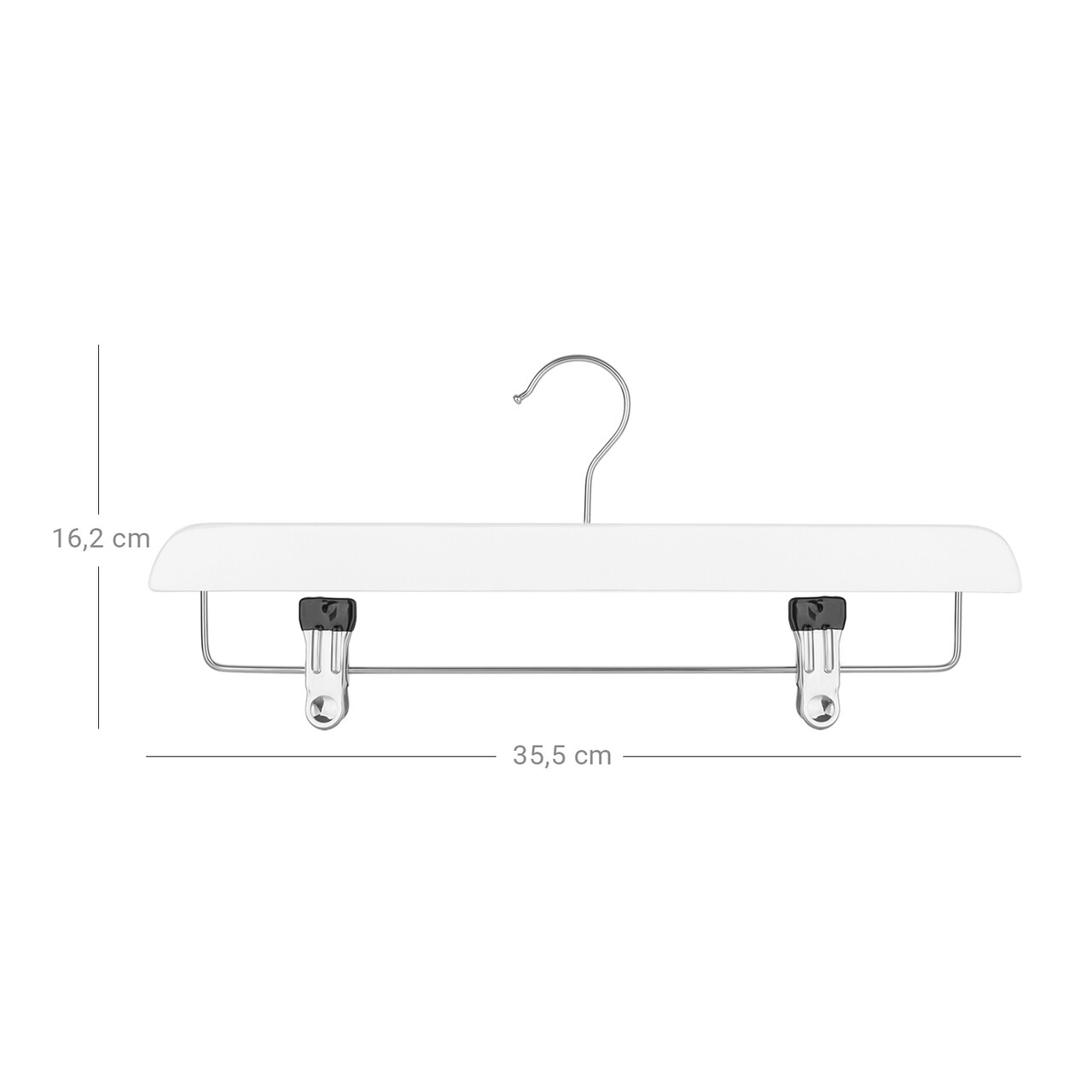 Set 8 umerase de lemn pentru fuste si pantaloni Clips, Vasagle, 35.5x1.1x16.2 cm, max 3 kg, lemn Schima, alb - 1 | YEO