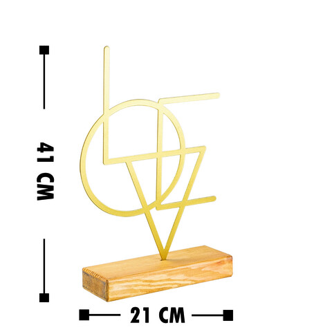 Decoratiune, Geometric, 21x41x4 cm, Metal, Auriu