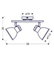 Lustra Zumba, Candellux, 39 x 20 cm, 2 x E14, 40W, alb/negru