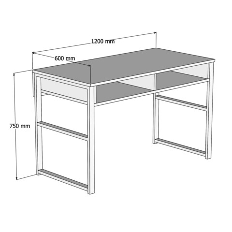 Birou, Puqa Design, Misto, 120 x 72 x 60 cm, pal melaminat/metal, stejar/negru