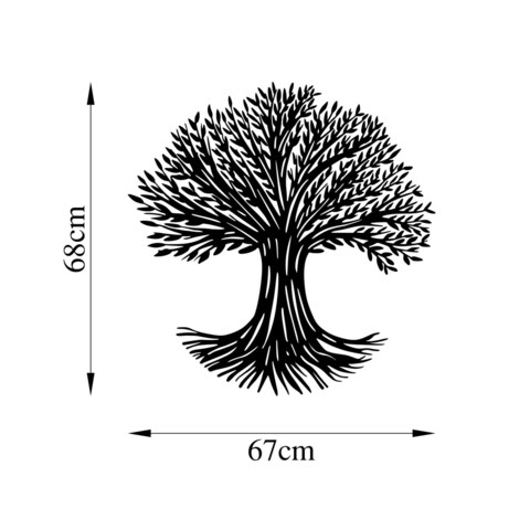 Decoratiune de perete, Monumental Tree, Metal, Dimensiune: 67 x 68 cm, Negru