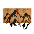 Decoratiune de perete, Mountain 5, Lemn/metal, Dimensiune: 58 x 3 x 44 cm, Negru / Nuc deschis