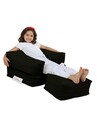 Set fotoliu si taburet pentru copii, Bean Bag, Ferndale, 65x50x40 cm, poliester impermeabil, negru