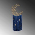 Decoratiune de perete, Moonlight, Macrame, Metal, Albastru / Auriu