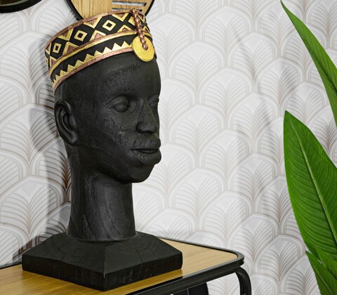 Statueta decorativa, Massai Man, Mauro Ferretti, 25 x 25 x 56 cm, polirasina, negru/multicolor