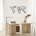 Decoratiune de perete, World Map 6, Metal, Dimensiune: 120 x 56 cm, Negru