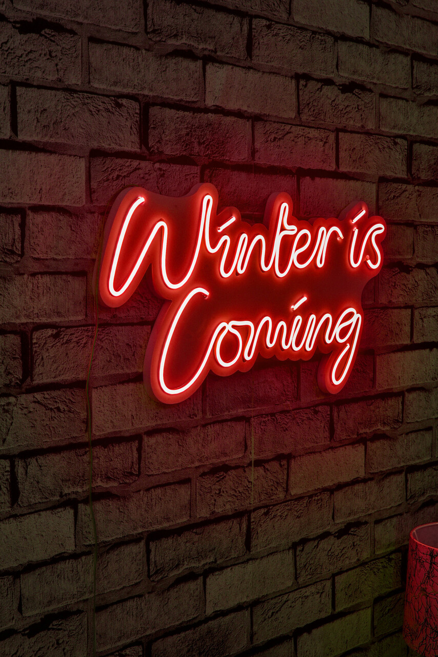 Decoratiune luminoasa LED, Winter is Coming, Benzi flexibile de neon, DC 12 V, Rosu