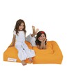 Set fotoliu dublu si 2 taburete pentru copii, Bean Bag, Ferndale, 100x50x40 cm, poliester impermeabil, portocaliu