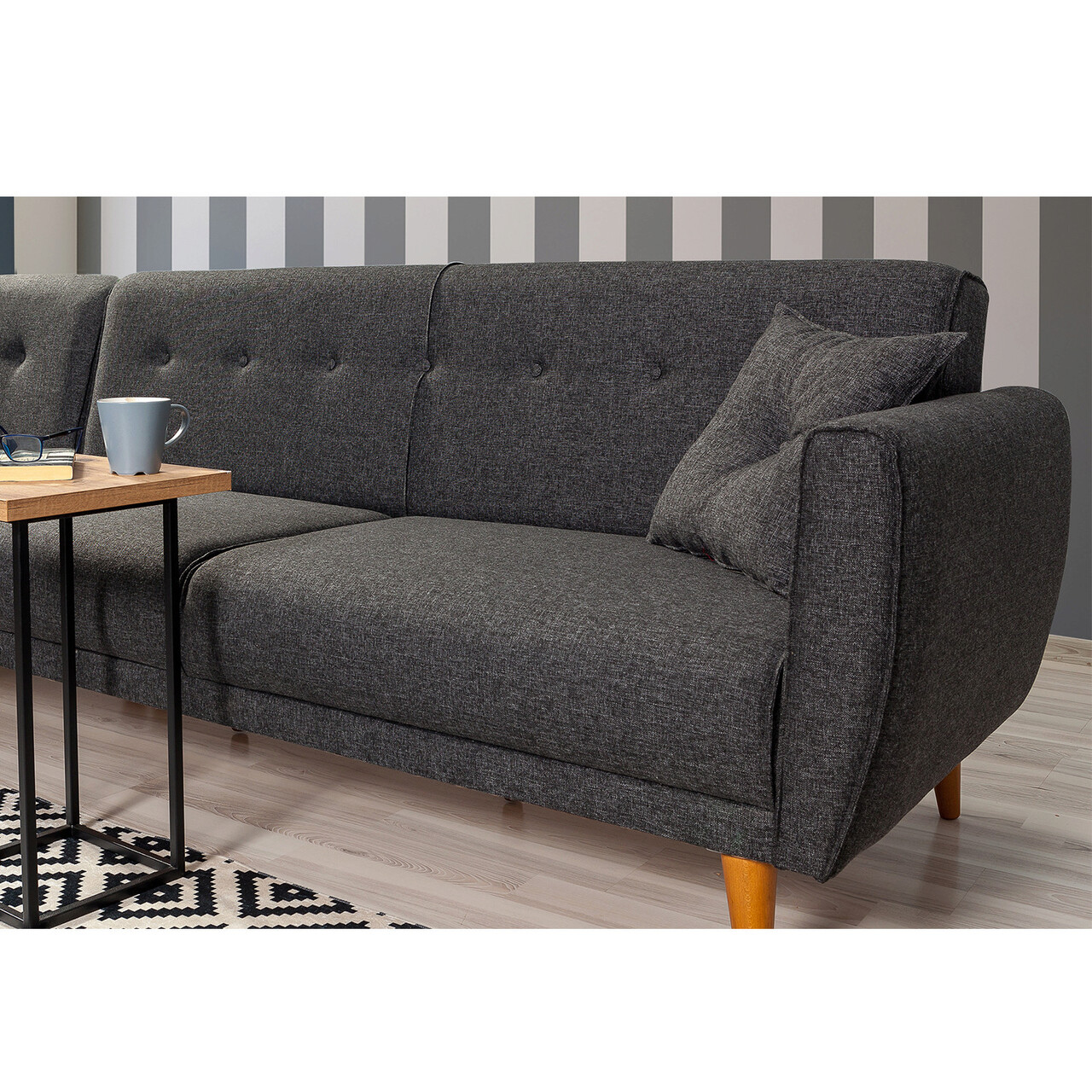 Coltar, Unique Design, 867UNQ1407, Lemn de carpen, Antracit - 2 | YEO