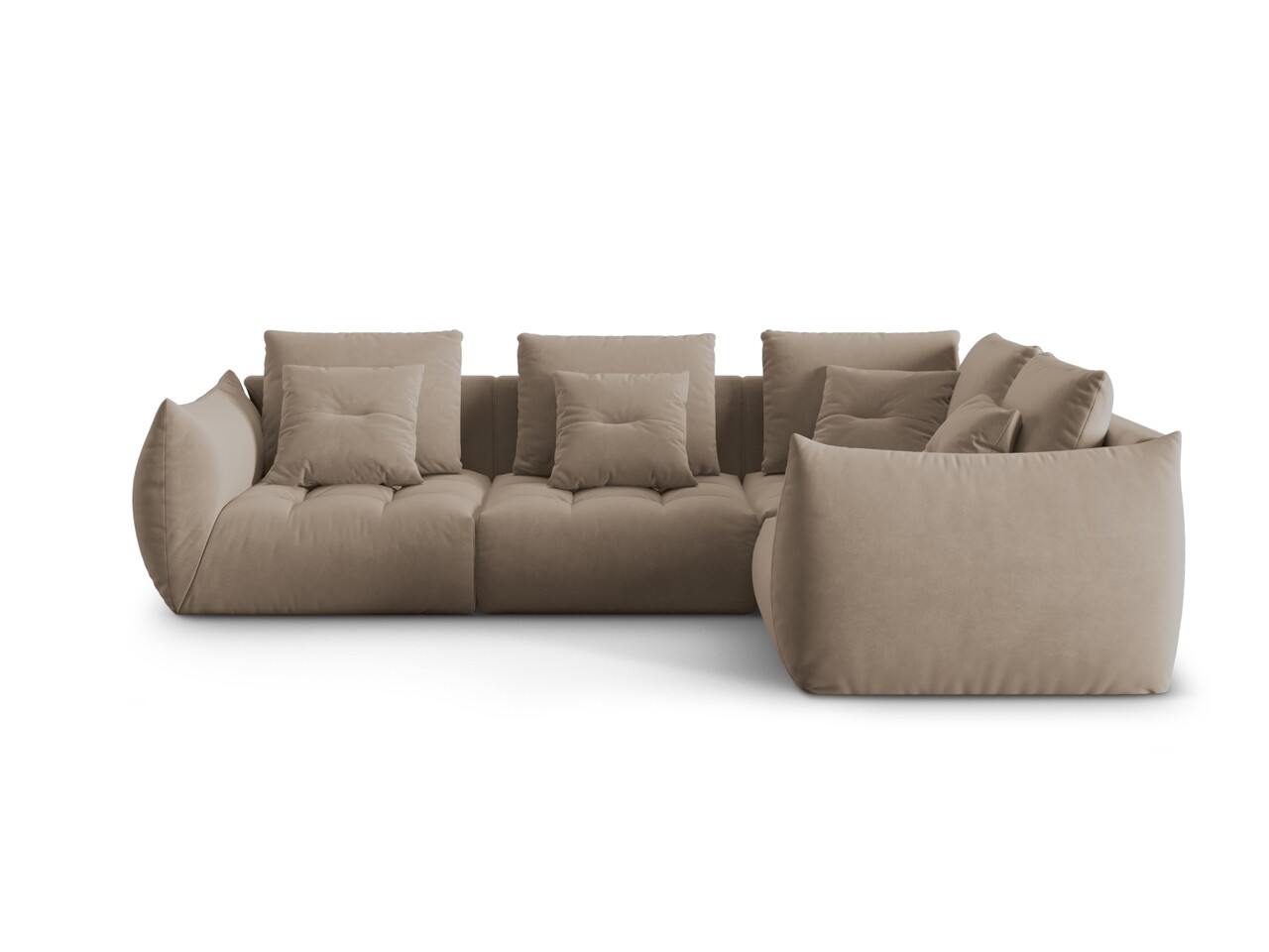 Coltar modular dreapta 3 locuri, Bloom-184, Micadoni Home, 316x216x95 cm, catifea, maro deschis - 1 | YEO