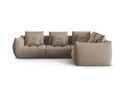 Coltar modular dreapta 3 locuri, Bloom-184, Micadoni Home, 316x216x95 cm, catifea, maro deschis