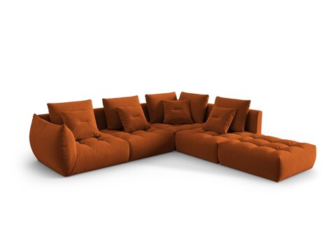 Coltar modular dreapta 4 locuri, Bloom-184, Micadoni Home, 316x310x95 cm, catifea, teracota