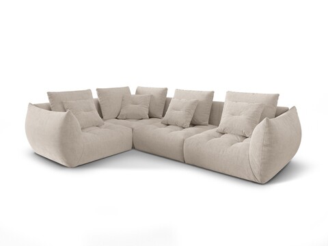 Coltar modular stanga 3 locuri, Bloom-86, Micadoni Home, 316x216x95 cm, tesatura structurata, bej inchis