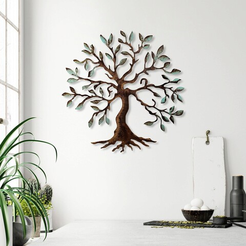 Decoratiune de perete, Tree, Metal, 60 x 60 cm, Multicolor