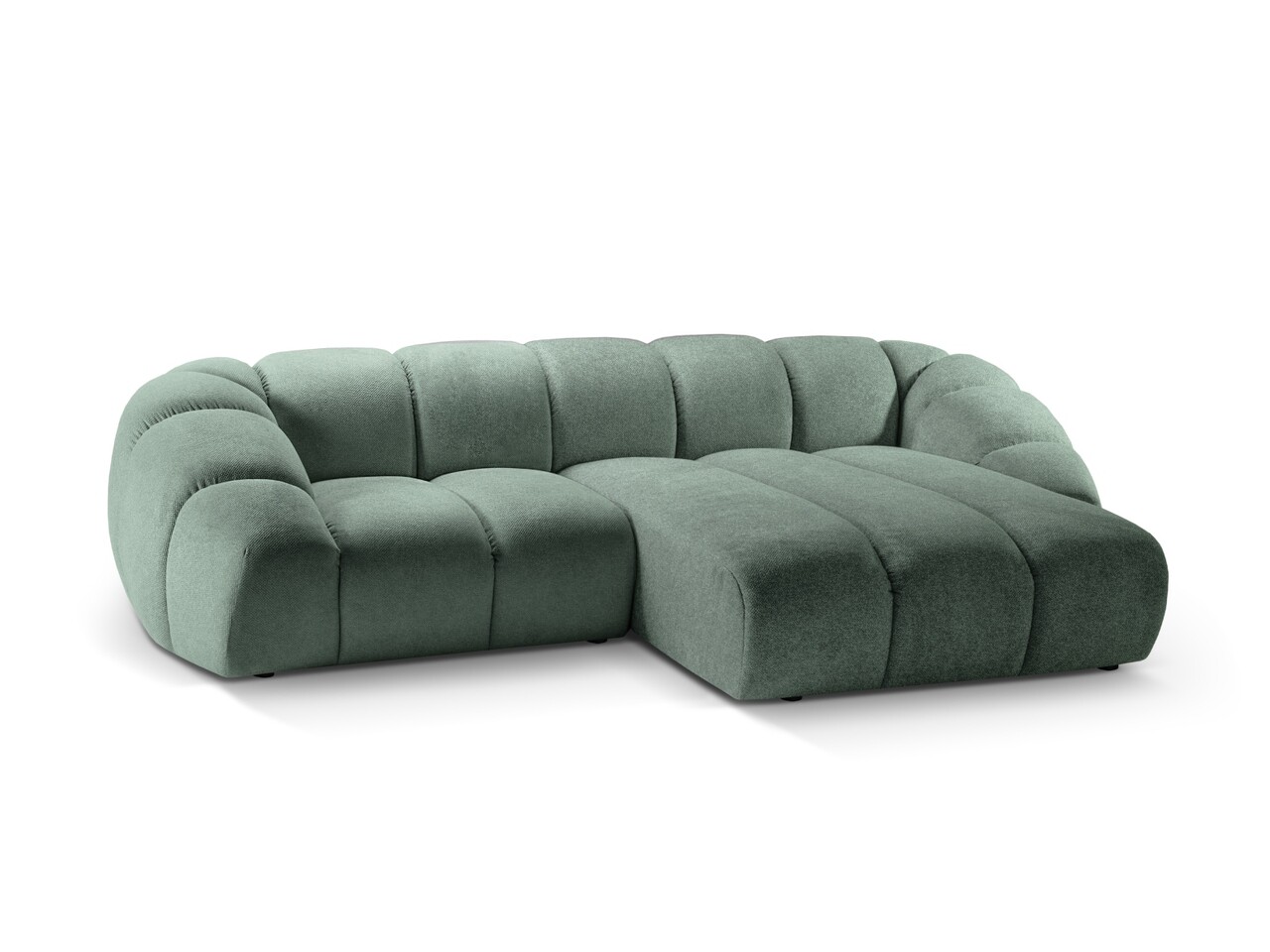 Coltar dreapta 3 locuri, Diana-192, Micadoni Home, 294x182x72 cm, catifea structurata, verde menta - 1 | YEO