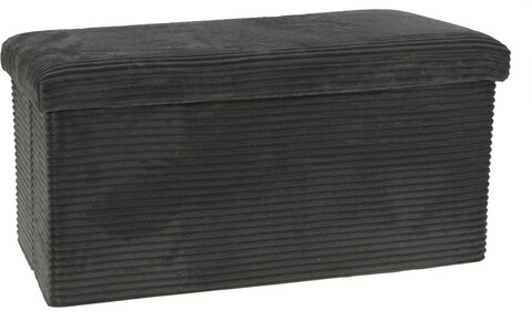 Bancheta cu spatiu pentru depozitare Ottoman, Excellent Houseware, 76x40x38 cm, max 160 kg, velur, antracit