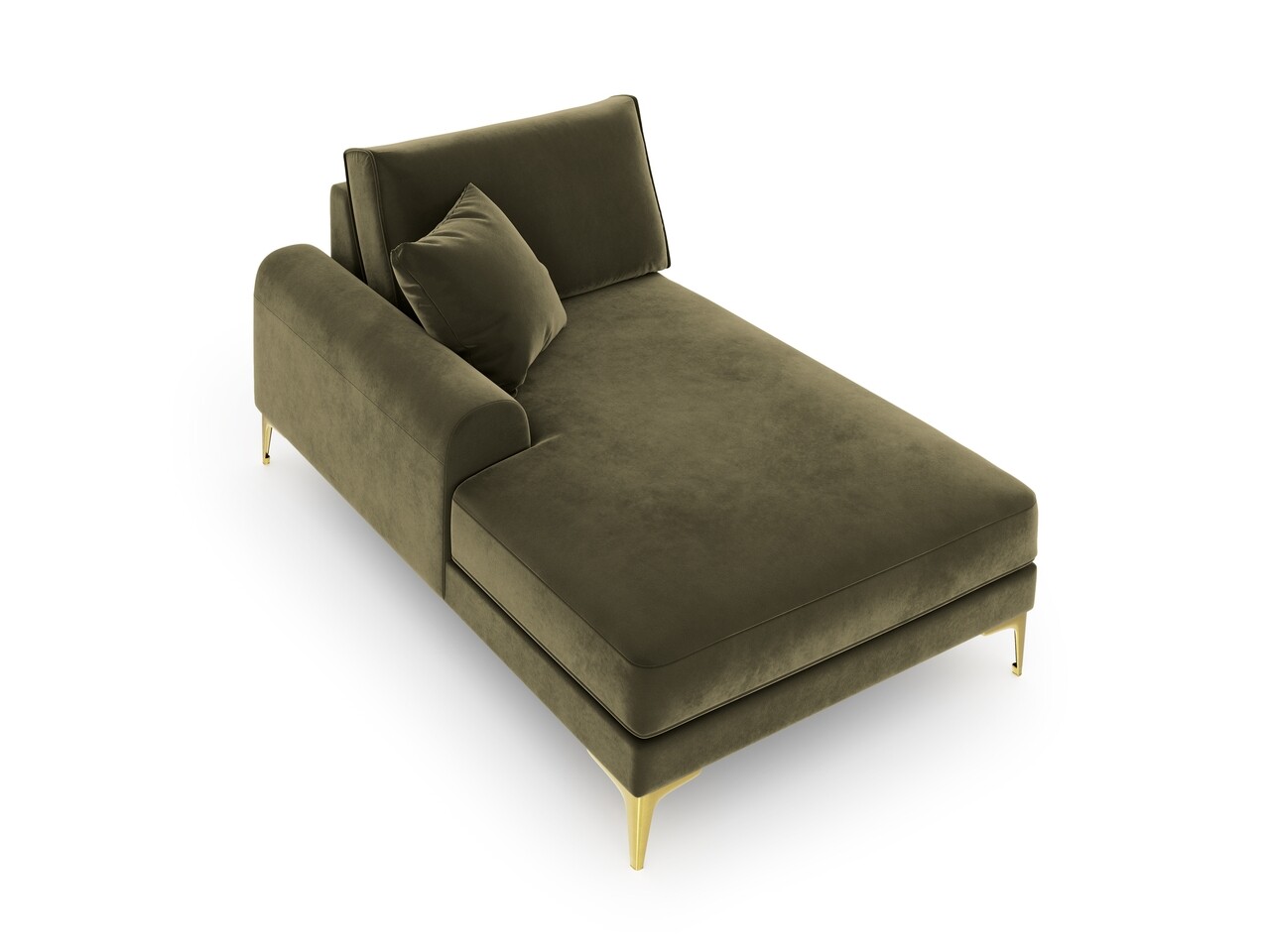 Sezlong living stanga, Madara, Mazzini Sofas, gold legs, 102x182x90 cm, catifea, verde - 1 | YEO