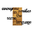 Decoratiune de perete, Everyone Smiles in The Same Language, Metal/lemn, 95 x 58 cm, Nuc / Negru