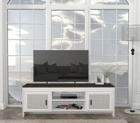 Comoda TV, Tera Home, Done, 150x48.2x35cm, PAL, Alb / Maro inchis
