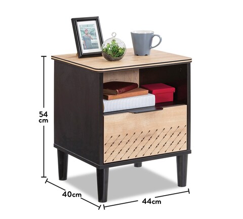 Noptiera, Çilek, Black Nightstand, 44x54x40 cm, Multicolor