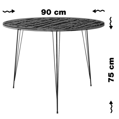 Masa Sandalf Marmo, Comforty, 90x75 cm, negru/alb