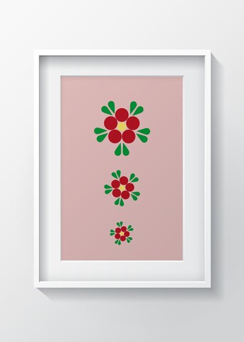 Tablou decorativ Flower Matryoshka, Oyo Kids, 29x24 cm, lemn/MDF, multicolor